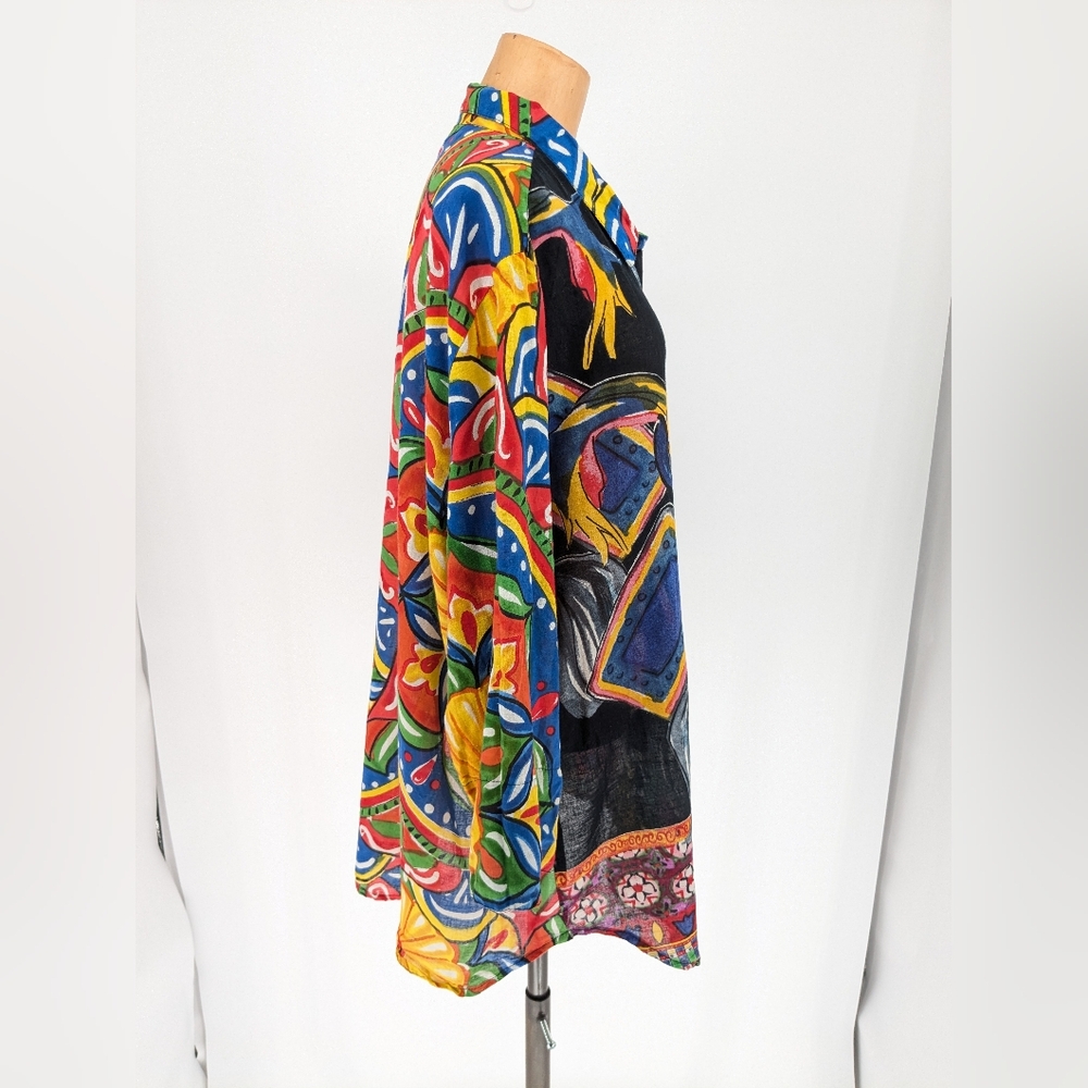 Antica Sartoria by Giacomo Button Down Collared Shirt Art To Wear Colorful Sz XL - Picture 6 of 16